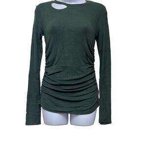 Revolve n:philanthropy Gavin Cut Out Top Green Ruched Sides Stretch Medium NWT